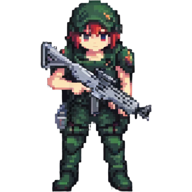 anime style PUBG character with assault rifle emoji
