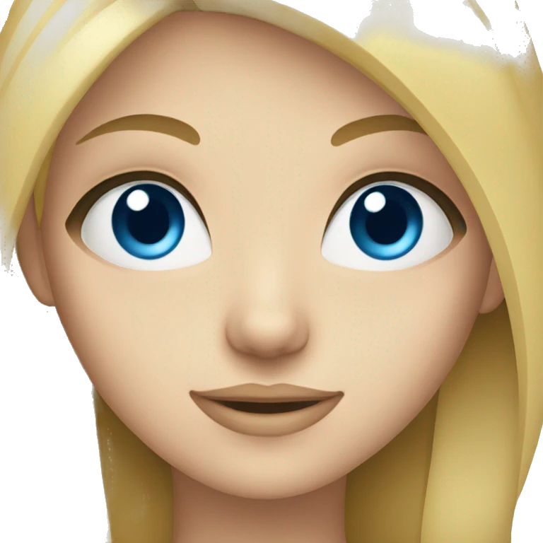 Blond girl head with blue eyes emoji