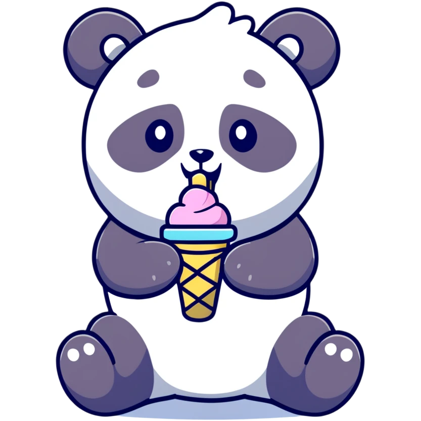 Panda eating ice cream emoji