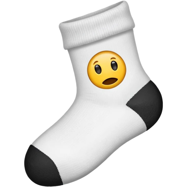 minimal emoji, white sock, hole at big toe, slightly frayed edges emoji