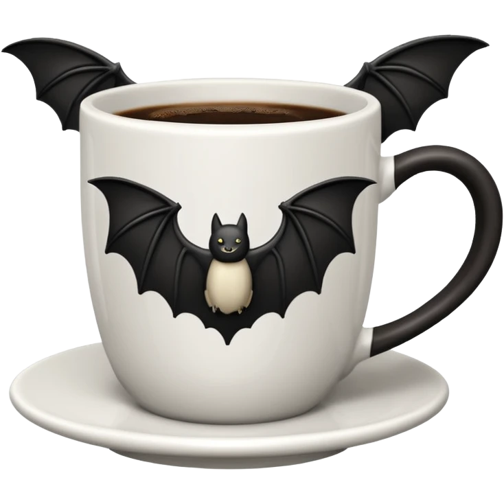 a coffeecup with a bat on it emoji