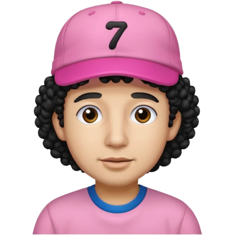 Papi Santana, Rosa keps & svart lockigt hår (kille) emoji