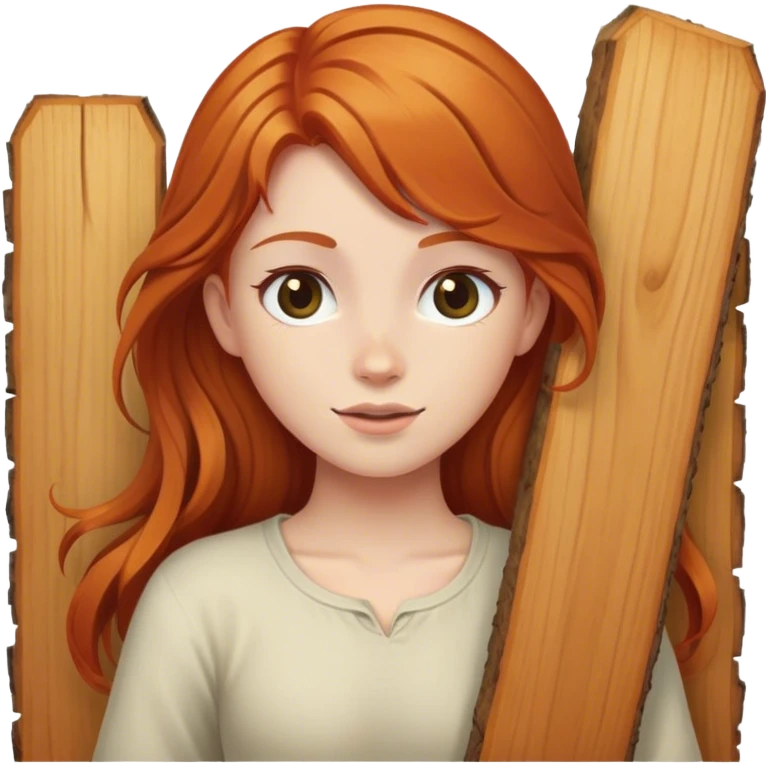 girl with ginger hair brandishing planks of wood emoji