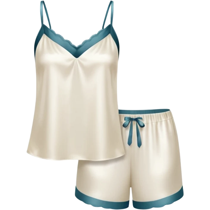 White silk camisole Pyjamas with short trousers emoji