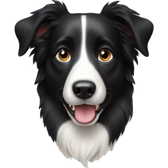Almost all black border collie emoji