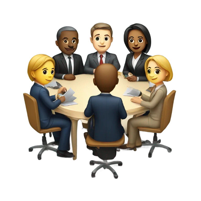 business people sitting at a table, slight perspective  emoji