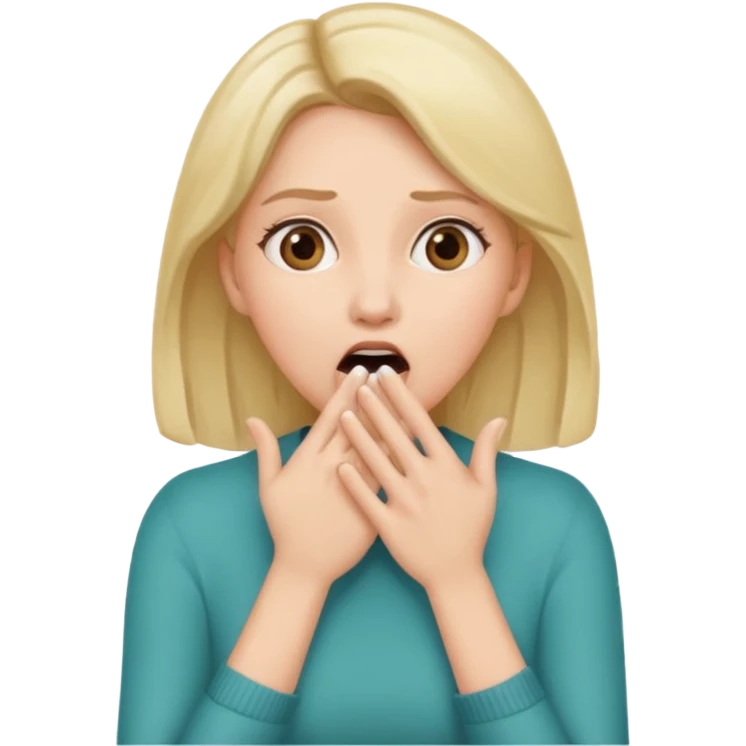 woman surprised with her hands over her mouth, full body emoji