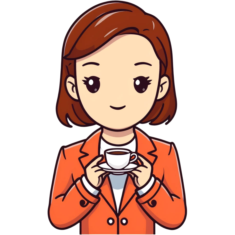 Stylish British girl with anatomically correct hands elegantly holding teacup emoji