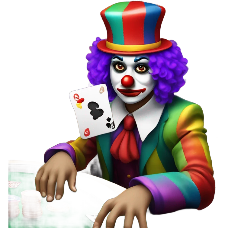 Sad emoji clown loses money at casino blackjack with date emoji