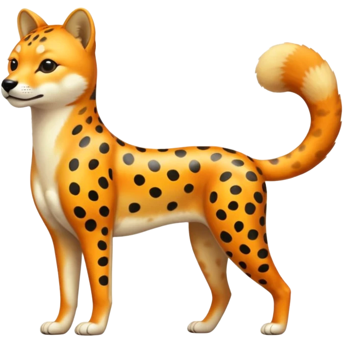 Colorful shiny iridescent Cheetah-Dingo-Leopard--shiba-inu-hybrid, full body emoji