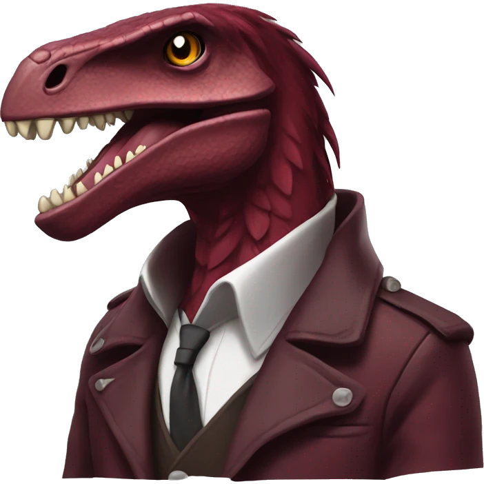 Cool edgy Maroon raptor with darker mane emoji