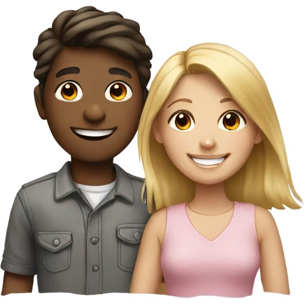 smiling girl with boy emoji