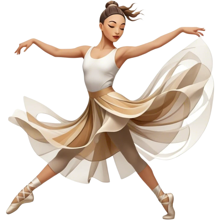 Icon for Contemporary Dance: a dancer in dynamic motion, wearing comfortable attire, with abstract shapes and movement lines in the background. The icon should represent the expressive and creative nature of contemporary dance. Transparent background. emoji