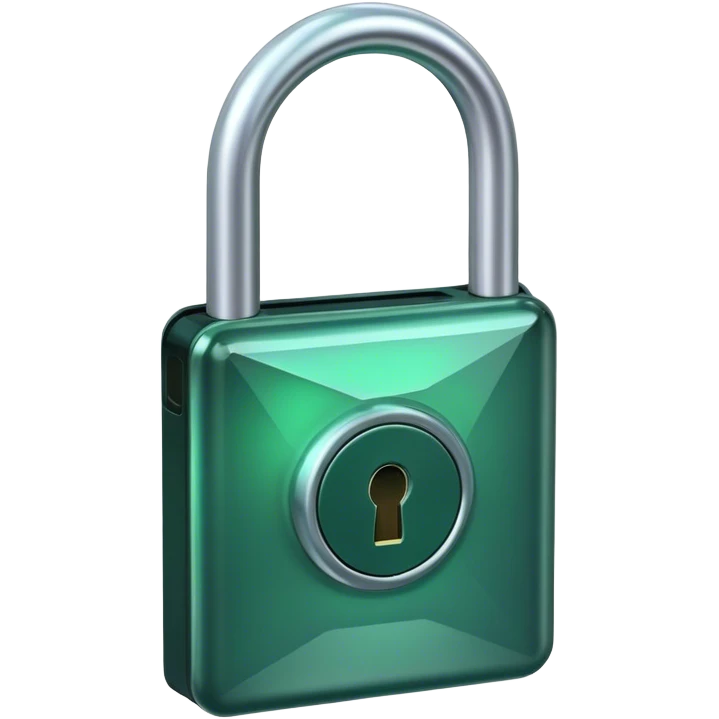 Holographic and glassmorphic dark green lock emoji