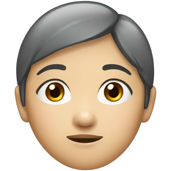  a 35-year old, female, Asian woman, short hair, inquisitive, hand on chin, thinking emoji