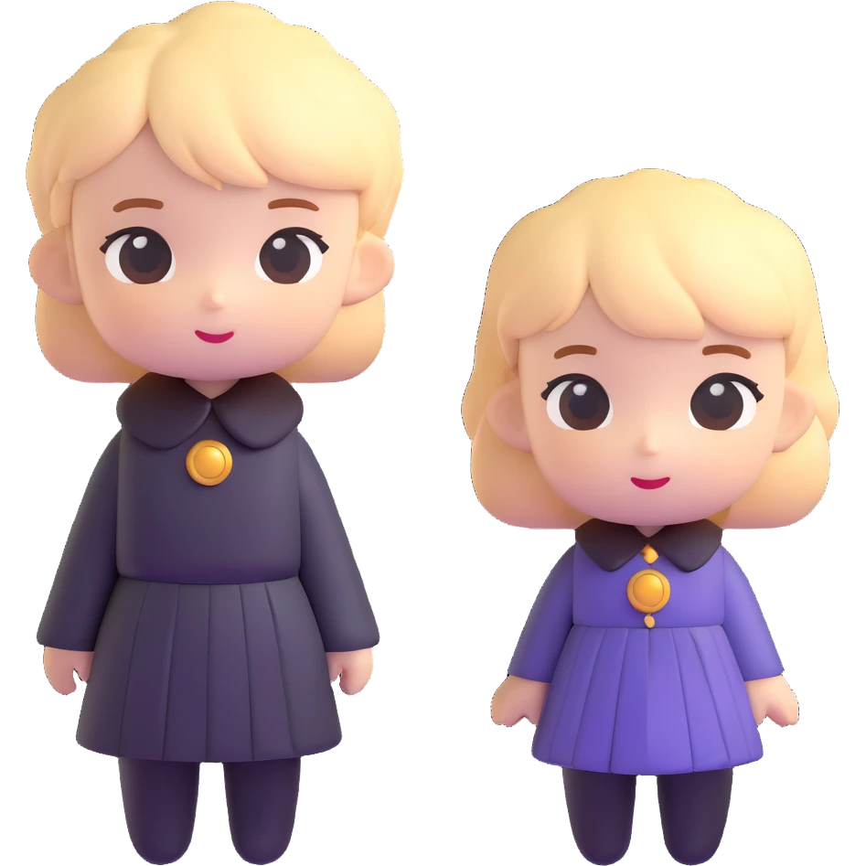 Cute chibi Nero and Lady from Devil May Cry, big heads, small bodies, childlike proportions emoji