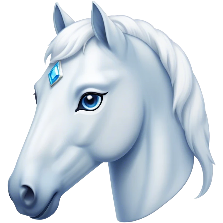 Cinematic Noble White Horse Portrait Emoji, Poised and regal, with a strong, athletic build and a pristine, well-groomed pure white fur, deep-set soulful blue eyes, Simplified yet sharp and sophisticated features, highly detailed, glowing with a soft, dignified glow, high shine, intelligent and majestic, stylized with an air of ethereal grace, focused and attentive, soft glowing outline, capturing the essence of a watchful and confident steed, so majestic it feels as though it could gallop out of the screen with effortless authority! emoji