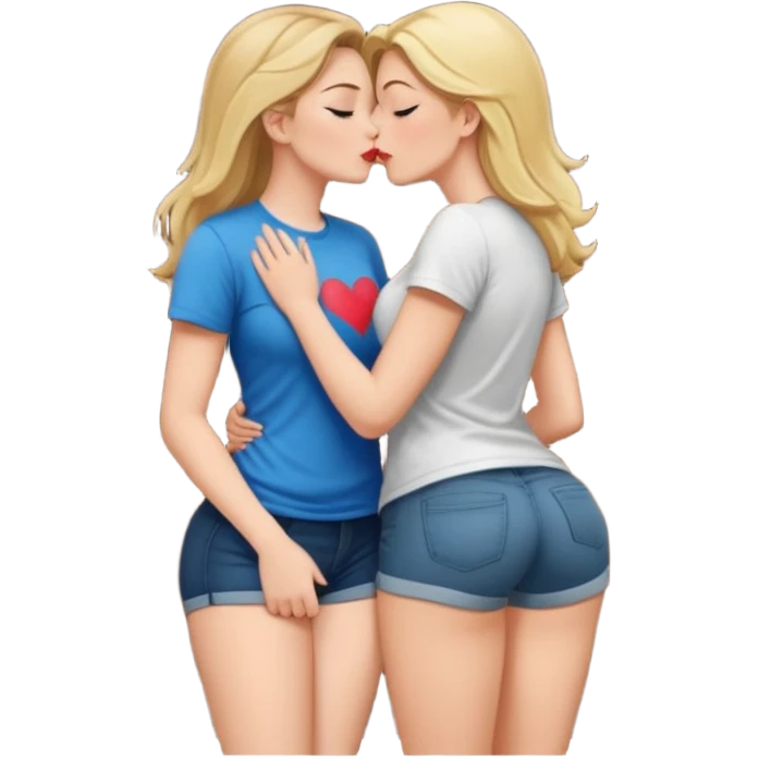 a girl, big butt, white, on her porch, having sex with another girl, no pants, kissing emoji