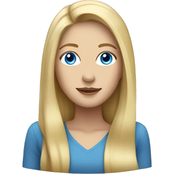 tall woman with long blonde hair,  blue eyes, and masculine face  emoji
