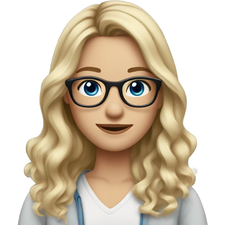 Blonde balayage hair white women blue eyes and small glasses flicking hair  emoji
