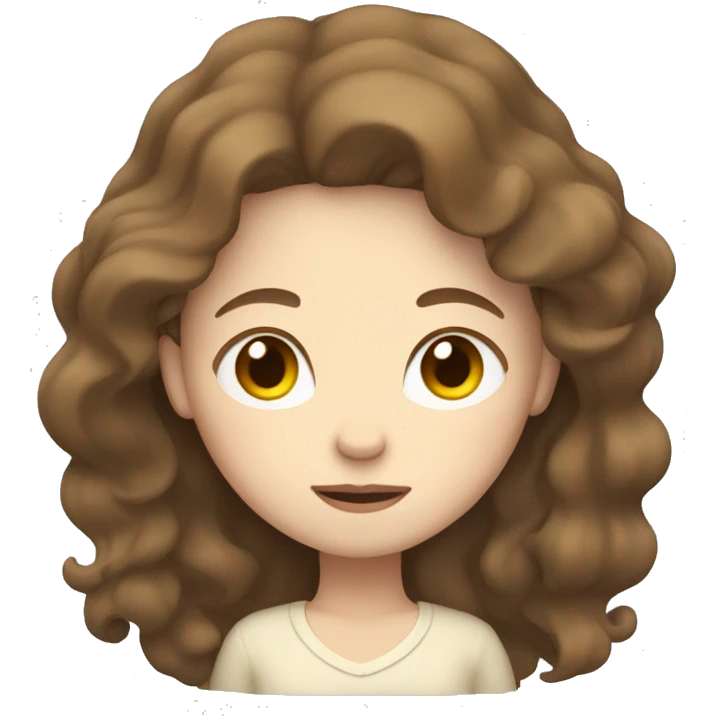 pale girl with wavy brown hair sleeping emoji