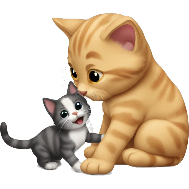 Kitten playing with puppy  emoji