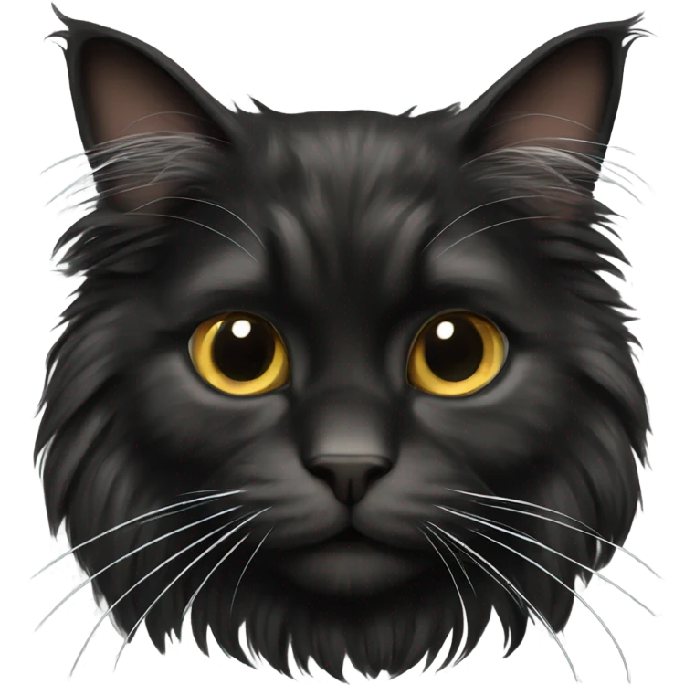 Fluffy black Maine coon cat emoji