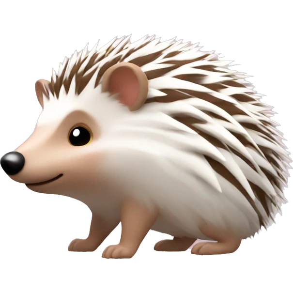 Hedgehog white brown quills one pink ear one brown ear different colored ears  emoji