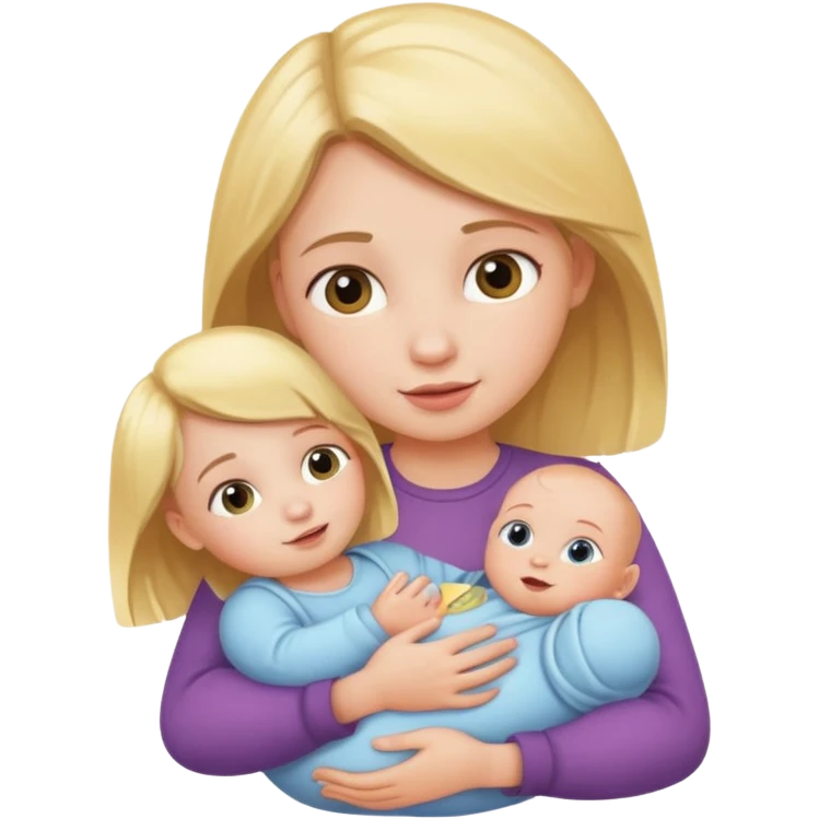 A little girl holding a baby  emoji
