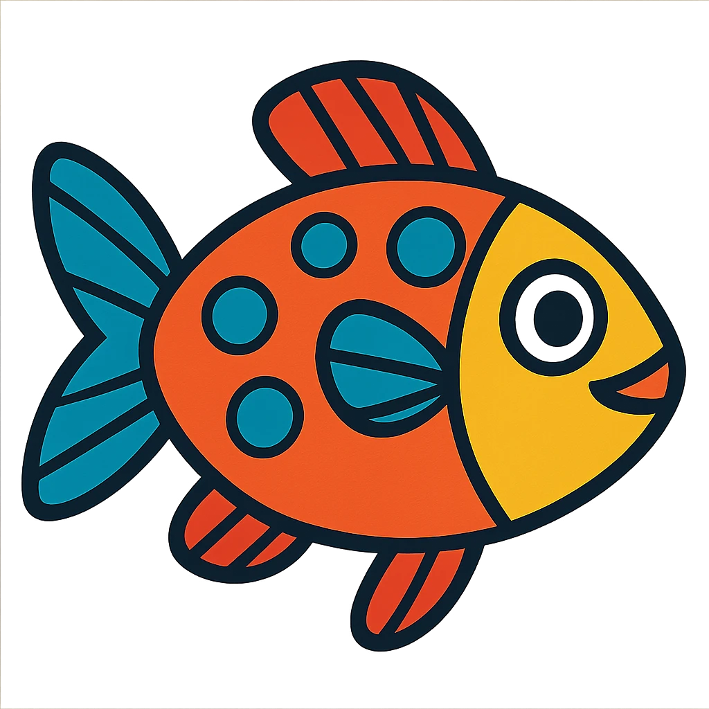 fish in vibrant toon style, colorful, lively emoji