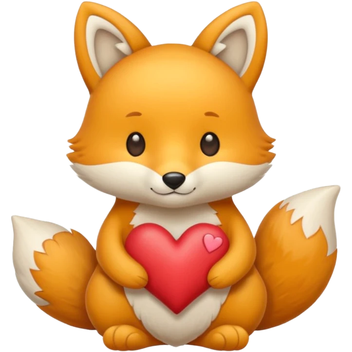 renard kawai avec un coeur jaune emoji