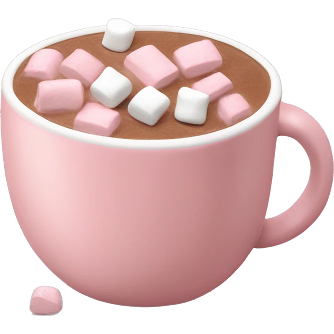 Light Pink mug of hot chocolate with marshmallows  emoji