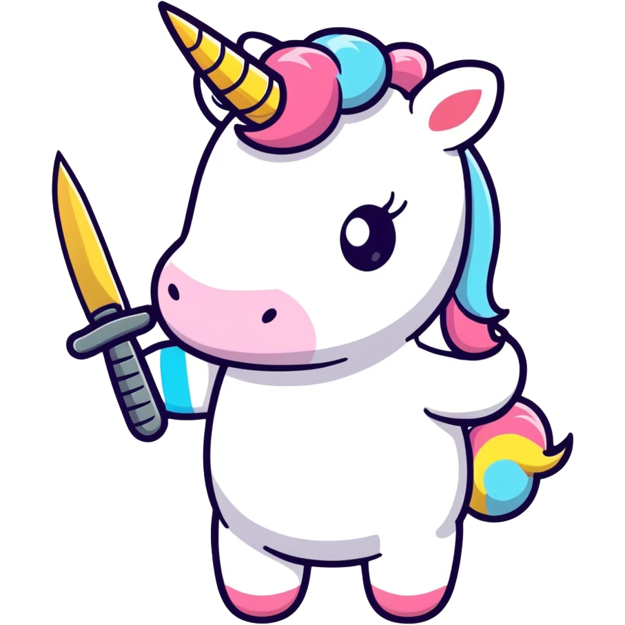 Unicorn with a knife emoji