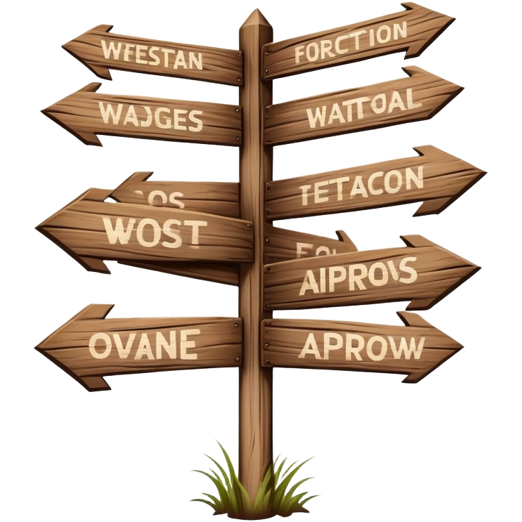 wooden signpost with directional arrows emoji