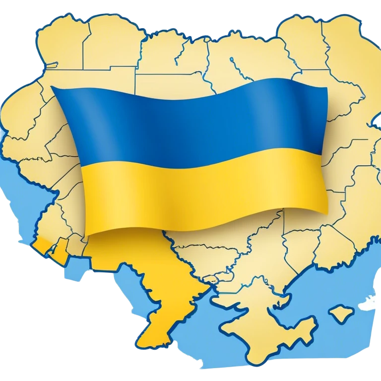 flag of Ukraine on the background of the map of Ukraine emoji