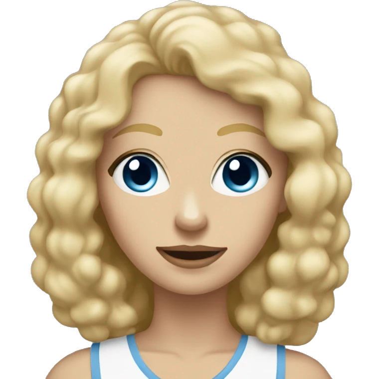 blonde mom has blue eyes with beige poodle  emoji