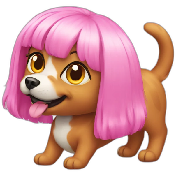 cat and dog with pink wig emoji