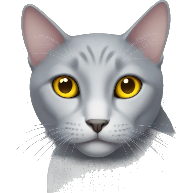 A black cat with yellow eyes and a white spot on the chest emoji