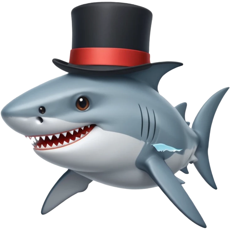 Shark with a top hat emoji