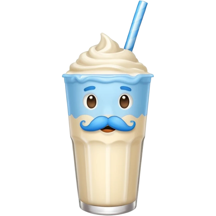 milkshake with blue mustache emoji