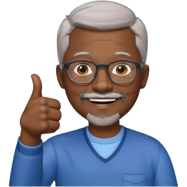 African American short graying hair and graying goatee man with eyeglasses giving thumbs up sign emoji