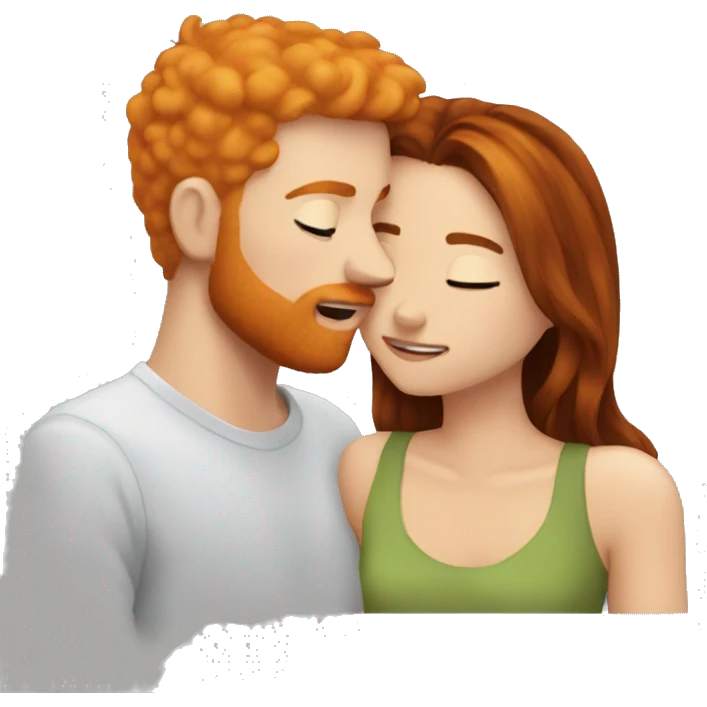 Ginger guy kissing brunette girl 😘 emoji