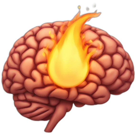 brain with fire on it emoji