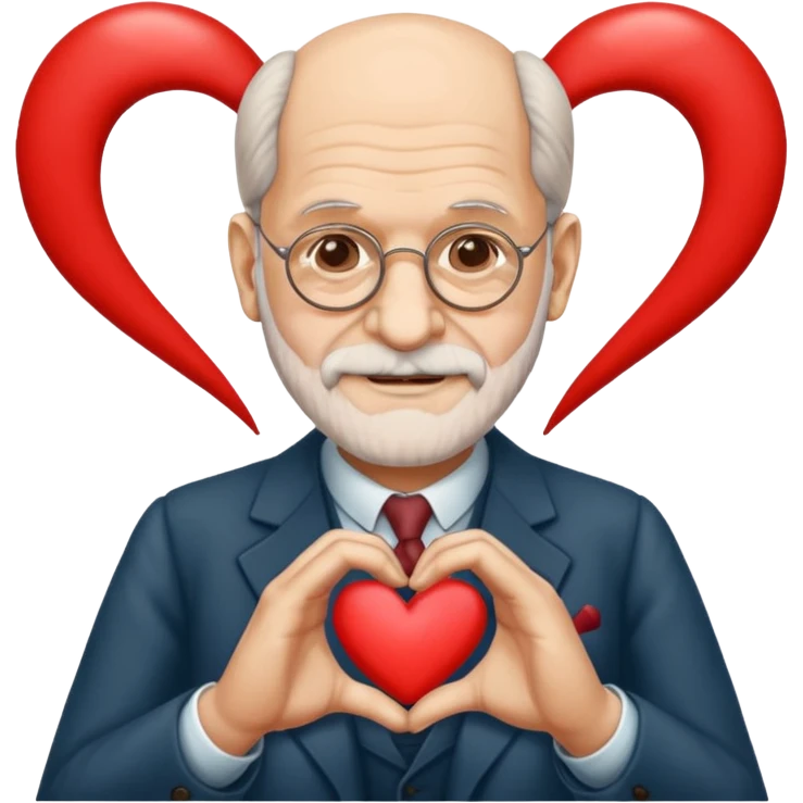 An emoji of sigmund freud making a heart with his hands emoji
