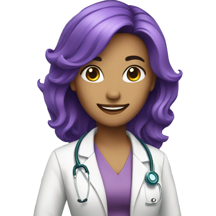 doctor woman purple hair smile emoji