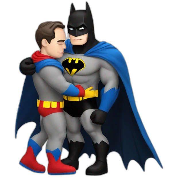 Batman and Superman sharing a warm hug emoji