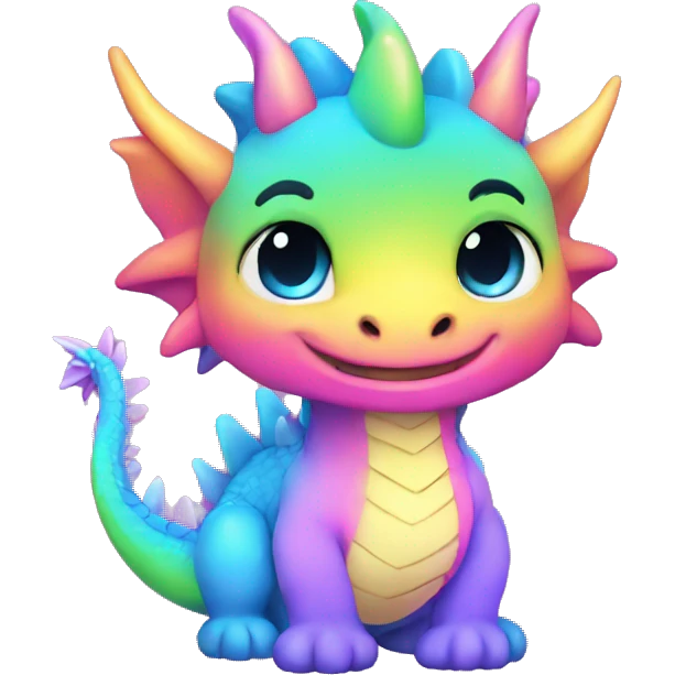 Kawaii pastel rainbow dragon with neon shirt   emoji