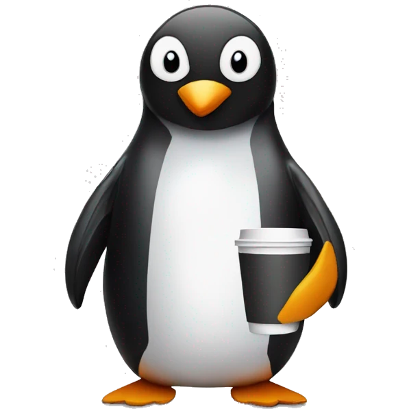 Penguin with a book and a coffe  emoji