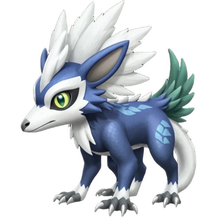 Shiny Black Grey White and Dark-Green Trico-Nargacuga-Silvally-Absol-fusion emoji