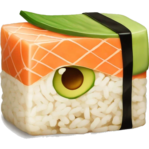 sushi with avocado and tofu and sauce emoji